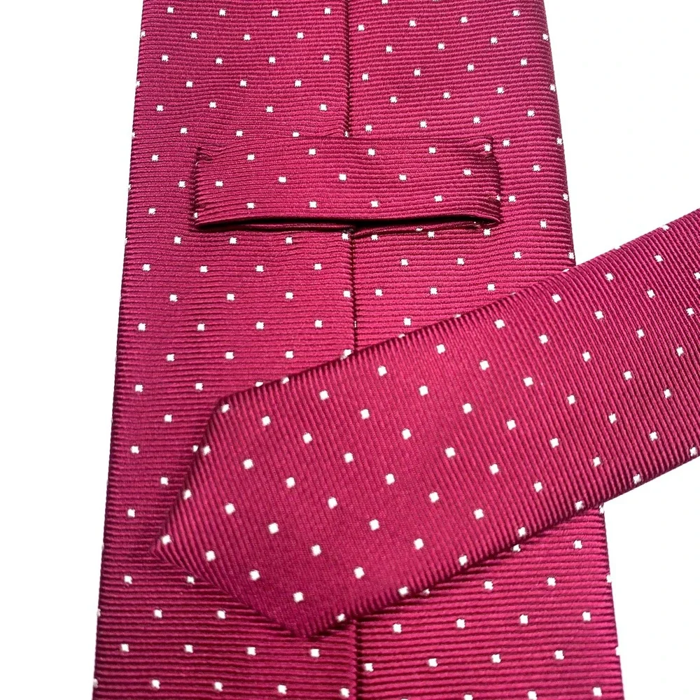 Charles‎ Tyrwhitt Mens Tie Maroon with Small Dots Foulard 100% Silk Repp EUC